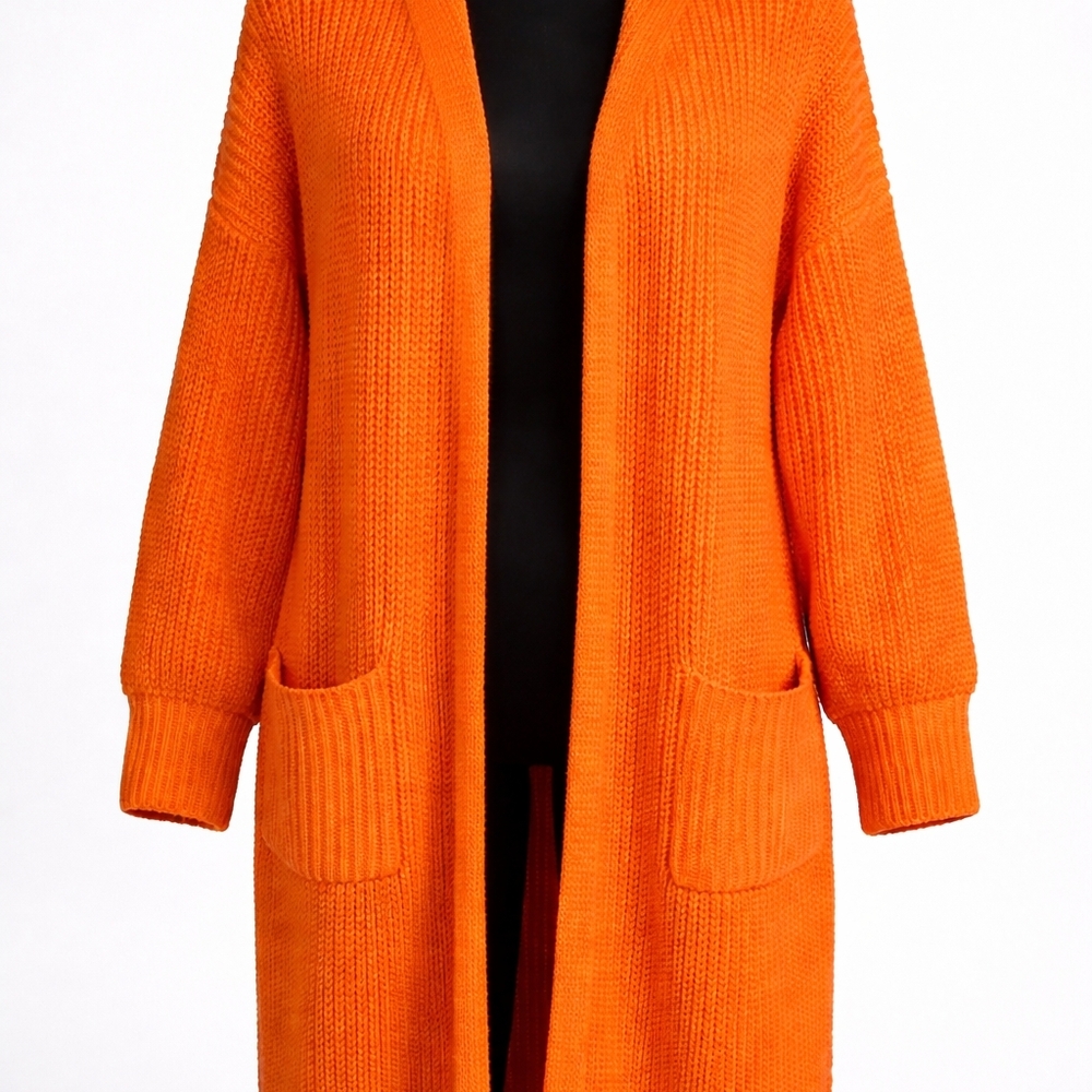Women's Orange Knit Cardigan Sweater